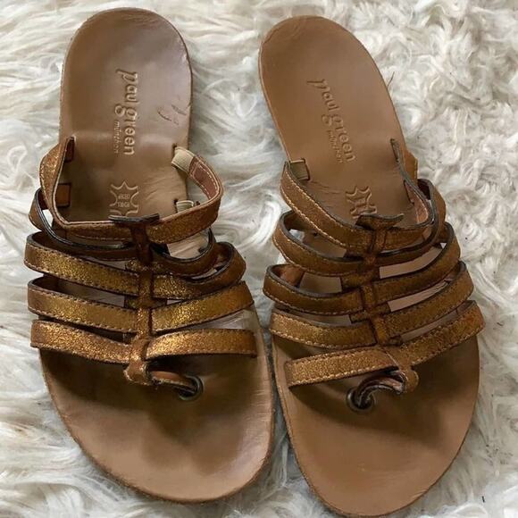 PAUL GREEN MUNCHEN LEATHER BRONZE‎ SANDALS SIZE 8 - Picture 1 of 4